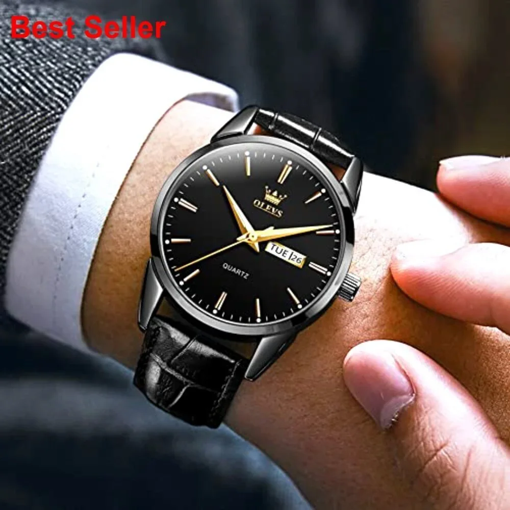 Men's Stainless Steel Analog Quartz Watch with Luminous Hands